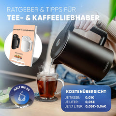 Waterkoker met temperatuurregeling - Warmhoudfunctie - RVS - 1,7L - 2200W - Zwart - Stillstern