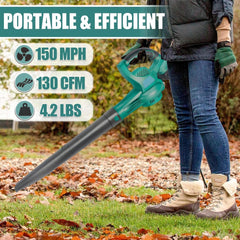 Snoerloze bladblazer, 140 CFM 130 MPH Snoerloze tuinblazers met 2 stuks 5,5 Ah-accu's, 2-delige buizen, snelheidsregelaar, elektrische bladblazer voor stof, sneeuwpuin, tuin, werk rond het huis