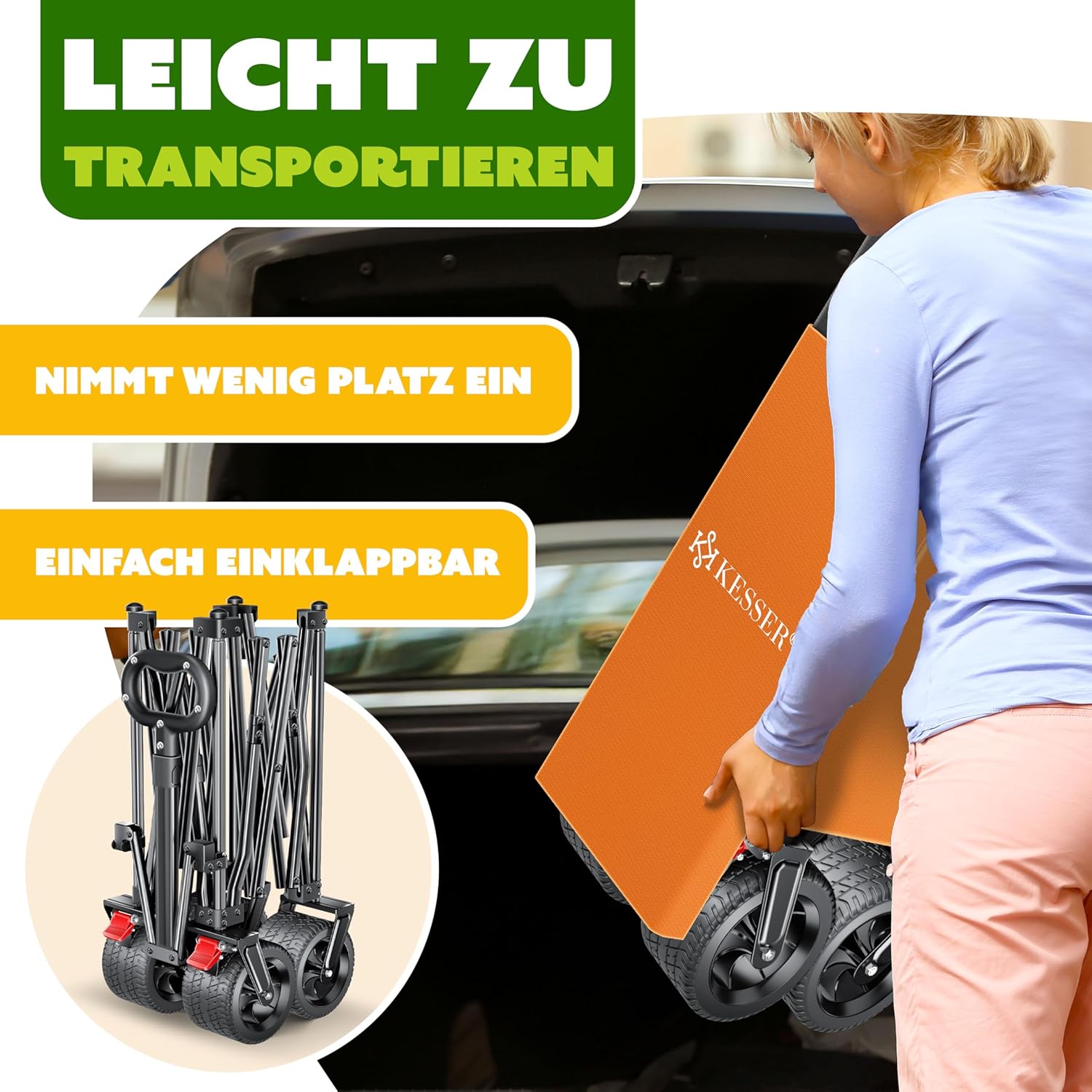 KESSER® Bolderkar - Opvouwbaar - Bolderwagen - Oranje