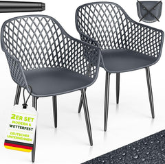 Tuinstoelen - Weerbestendig - Met armleuning - Set van 2 - Grijs - Tillvex®