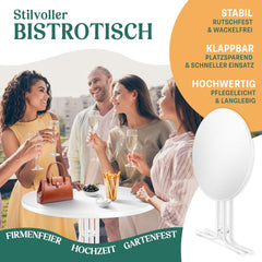 KESSER® Gastro statafel, inklapbaar, bistrotafel, gepoedercoate roestvrijstalen plaat, in hoogte verstelbare poten, feesttafel, diameter 70 cm, binnen en buiten, ontvangsttafel inclusief hoes,