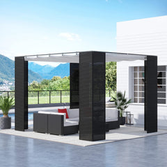 Pergola intrekbaar - Paviljoen - 3x3 m - Zwart/Crème - Outsunny