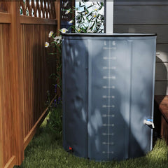 Opvouwbare regenton met schaalverdeling, 750L regenton van mat PVC zeildoek, draagbare watertank met afvoer, vat met deksel, ijsbadvat, IBC-tank regenton accessoires voor de tuin, grijs