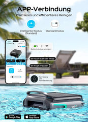 WYBOT F1 Zwembadskimmer op zonne-energie, met accu, ultrastil, app-bediening, voor alle zwembaden, mat zwart-groen (oplader niet inbegrepen, zie speciale aanbieding)