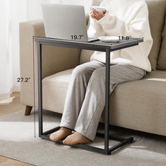 Pipishell C-vormige bijzettafel 68,5 cm hoog, bijzettafel voor onder de bank, bijzettafel voor de woonkamer, grijs