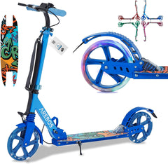 Kinderstep - LED Wielen - Verstelbaar - Vouwbaar - Blauw - Arebos