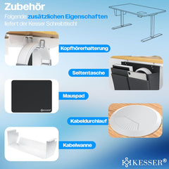 KESSER® Elektrisch bureau - Verstelbaar - 140x70cm - Computertafel