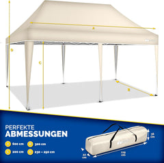 Partytent - opvouwbaar - 3x6 m - Paviljoen - Beige - Tillvex®