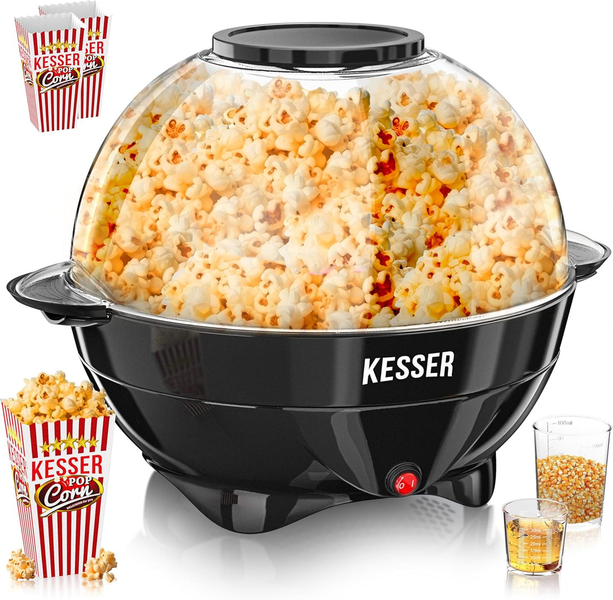 KESSER® Popcornmachine - Popcornmaker - 800W - 5,5L - Zwart