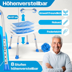 KESSER® Douchekruk - Douchestoel - Verstelbaar - Antislip - Blauw