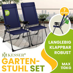 Tuinstoelen verstelbaar - Ligstoel - Set van 2 - Blauw - KESSER®
