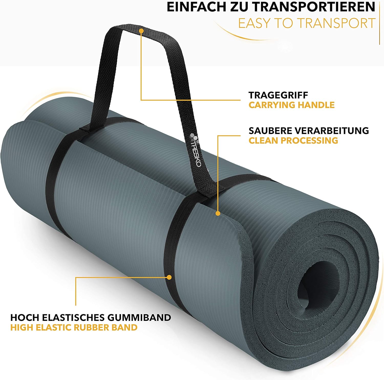 Yoga mat - Fitness mat - Sport mat - Anti slip - Extra dik - Grijs