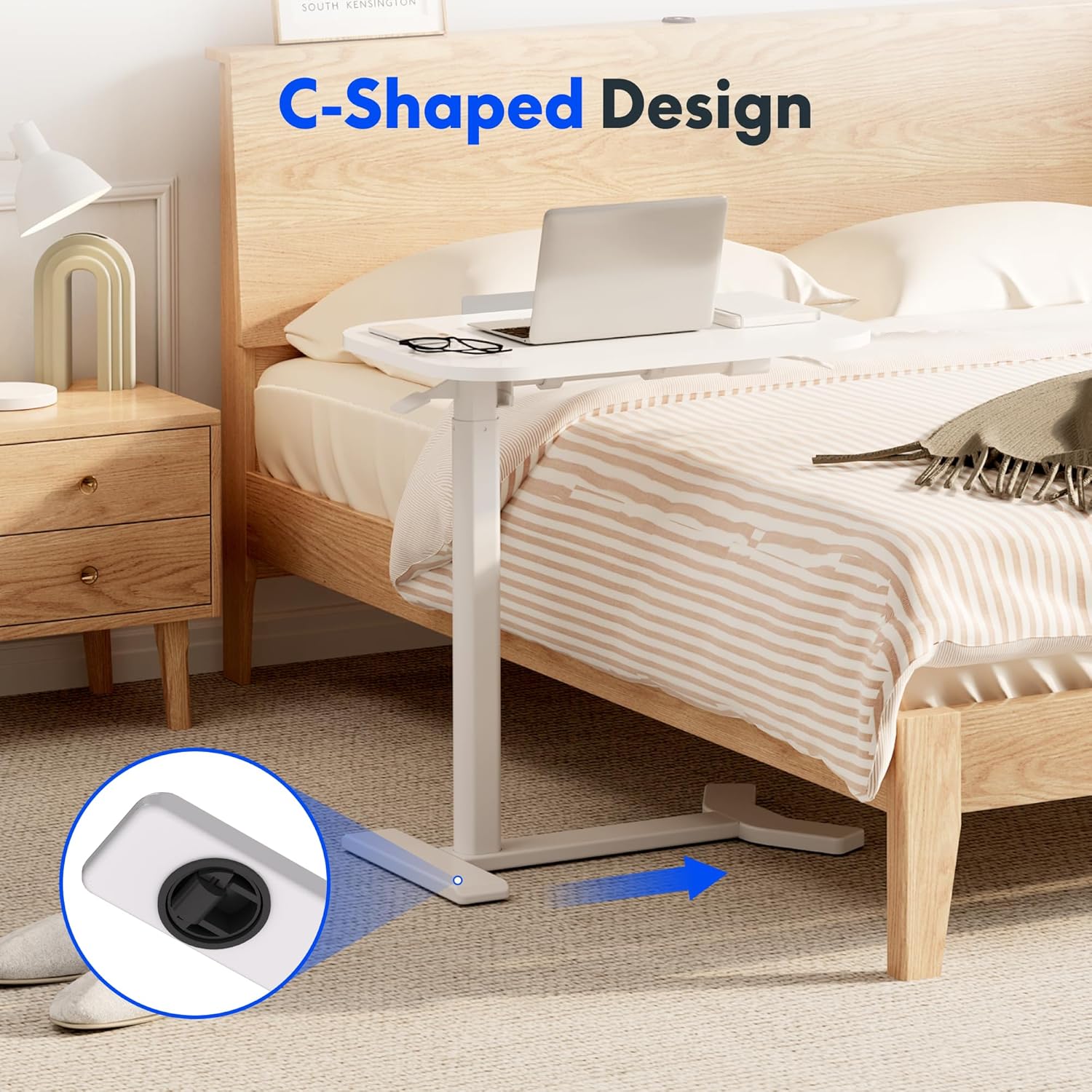 FLEXISPOT Bijzettafel H5 - flexibele laptoptafel en bedtafel met kantelbaar tafelblad, in hoogte verstelbaar en mobiel, ideaal voor bank, bed en leesuren (wit)