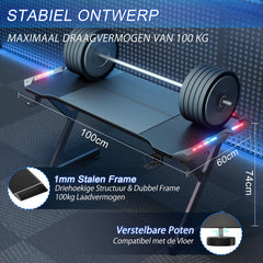 Gaming bureau - Gaming desk - Gaming tafel - 100x60 cm - Zwart - HLONONE
