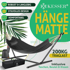 KESSER® XXL Hangmat 2 personen - Tot 200kg - Metalen Frame - Antraciet