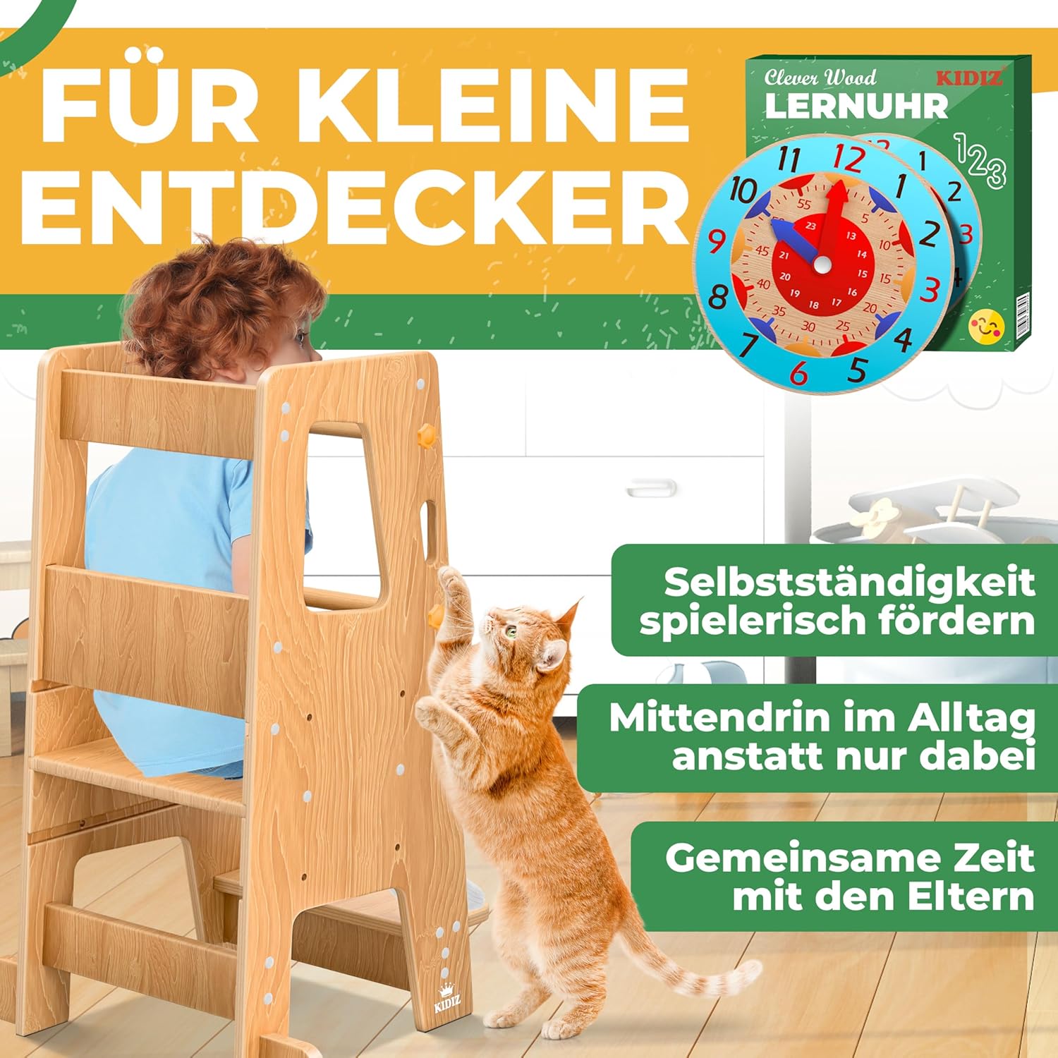 KIDIZ® Leertoren voor kinderen - Verstelbaar - tot 50kg - Bruin