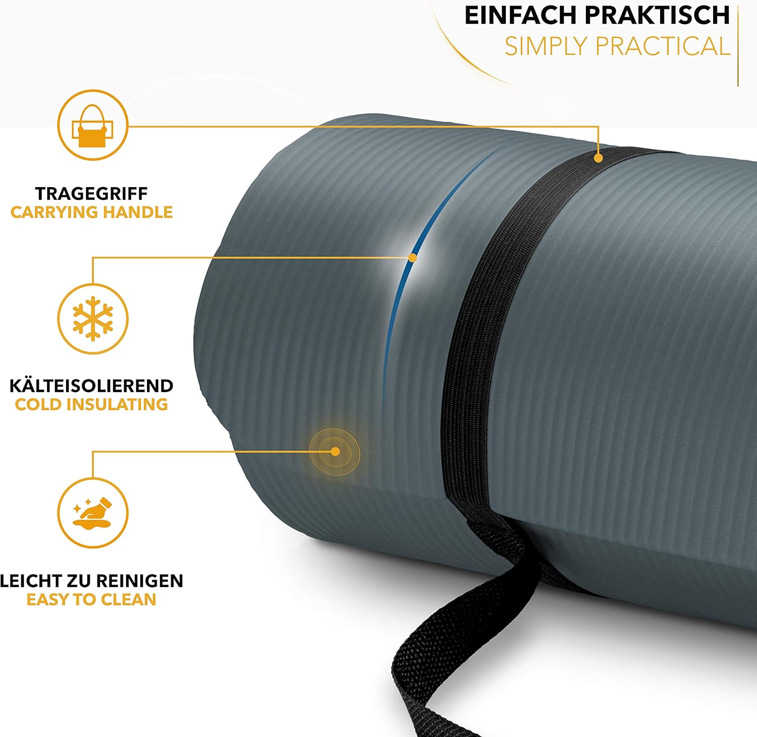 Yoga mat - Fitness mat - Sport mat - Anti slip - Extra dik - Grijs