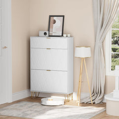 UEV Schoenenkast met 2 kleppen, 80 x 24 x 120 cm voor 16 paar schoenen met 1 lade, schoenenkast wit, schoenenkast smal, kast hal schoenenkast in de hal, ruimtebesparend