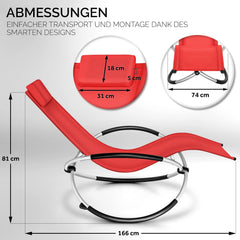 Ligbed - Ligstoel - Zonnebed - Relaxstoel - Rood - Tillvex®