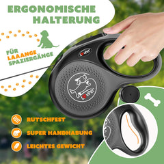 Lovpet® Hondenriem - Rollijn - 3 meter - Antislip - Grijs