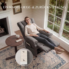 FLEXISPOT Elektrische relaxstoel met ligfunctie 105°-155°, extra snelbediening voor rechtzetten en terugstellen, extra dikke bekleding, belastbaar tot 150 kg, X3 (donkergrijs)