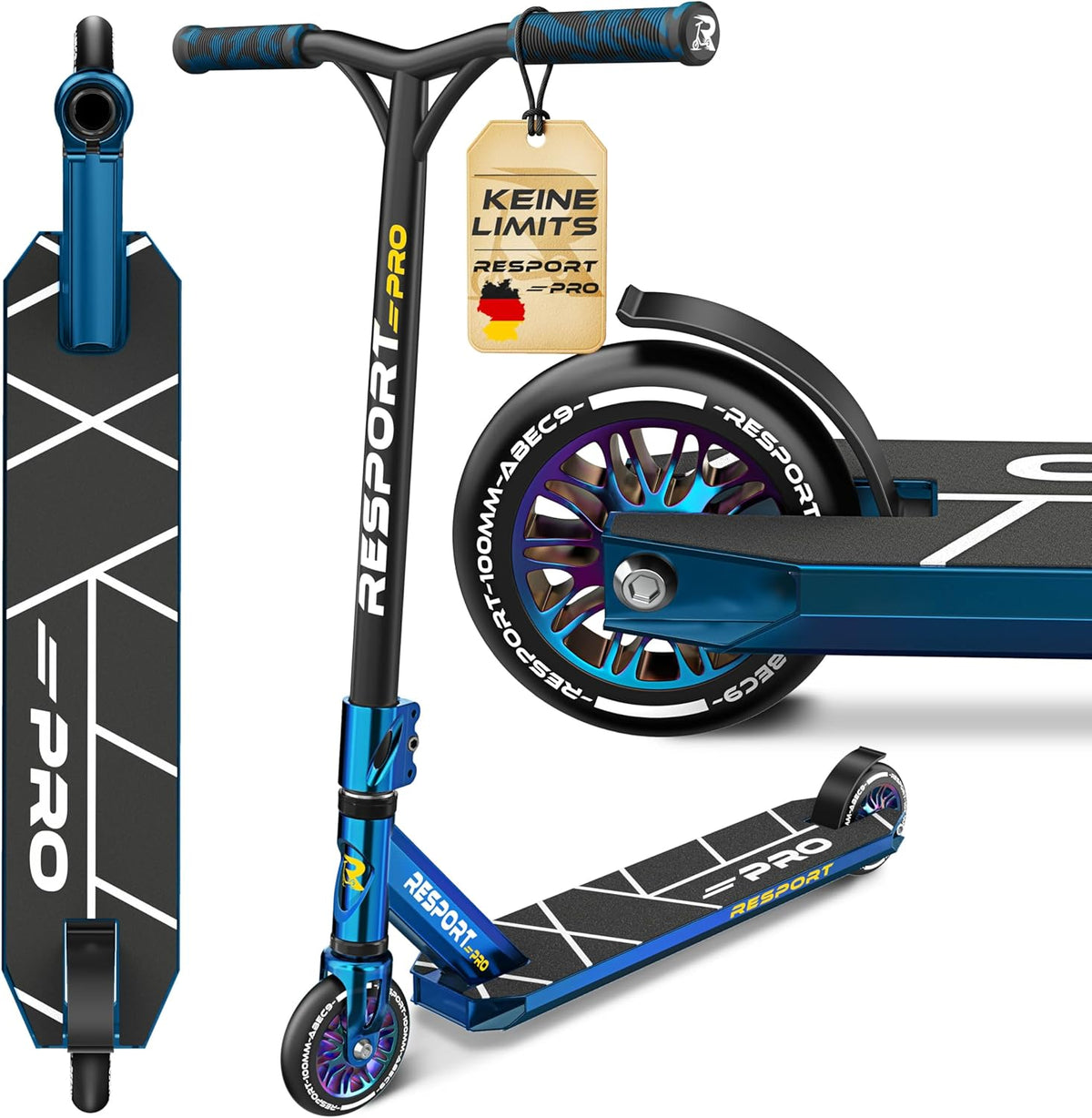 Stuntstep - Voor kinderen en volwassenen - Vouwbaar - Blauw - RE:SPORT