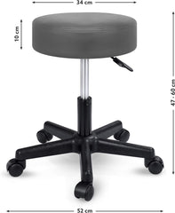 Tresko Draaikruk met wieltjes, kussen van 10 cm, 360 graden draaibaar, in hoogte verstelbaar, keuze uit 8 verschillende kleuren, voor schoonheidsspecialisten, dokters, enz., grijs
