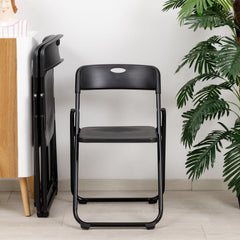 Baroni Home Klapstoel met pvc- en stalen frame, ruimtebesparende inklapbare zitting met poten en handgreep, outdoorstoel, keuken, woonkamer, reizen, 74 x 43 x 49 cm, 6 stuks, zwart