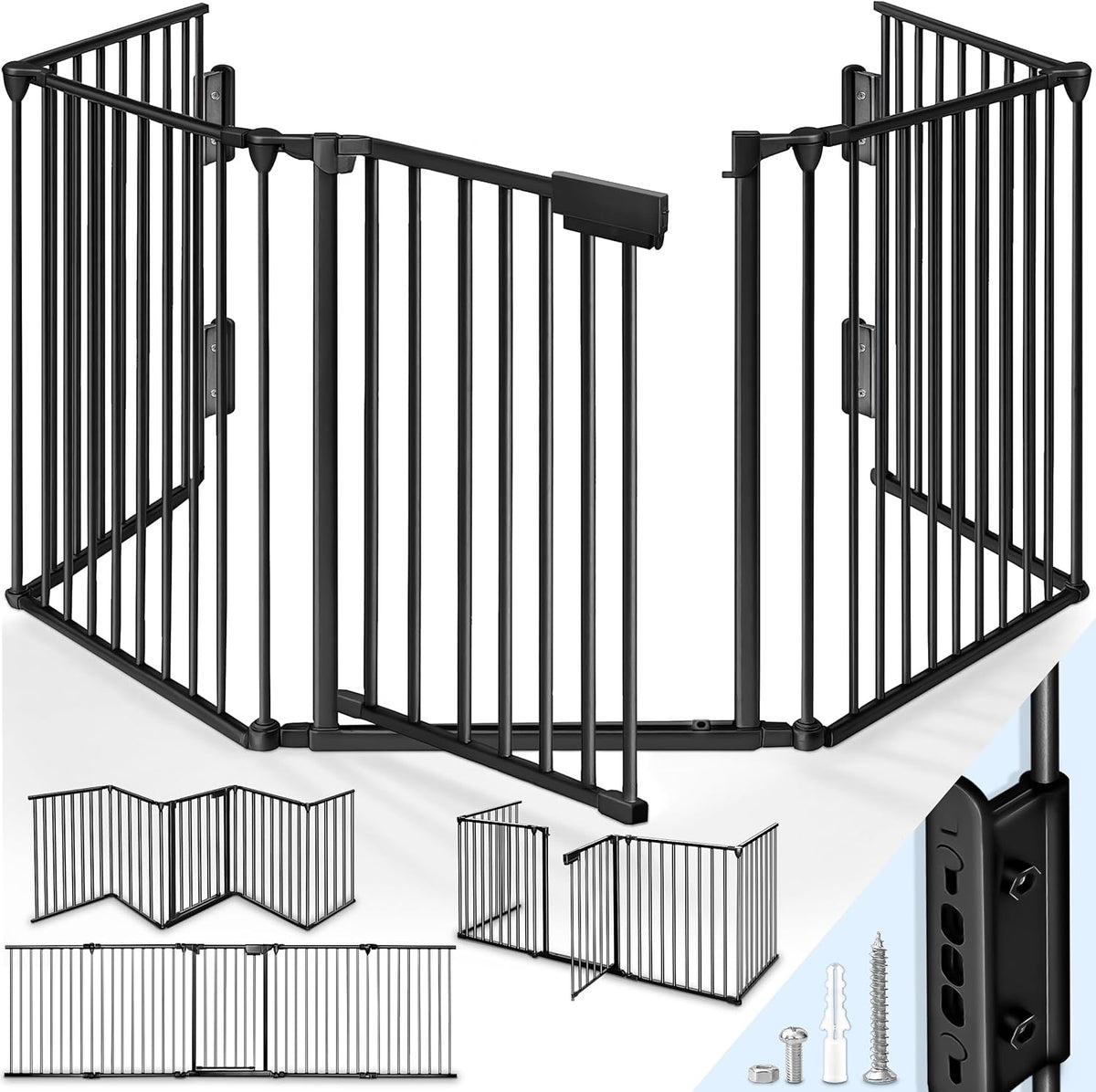 Veiligheidshek - Haardscherm - Hondenhek - 480 cm - Zwart - KIDUKU®