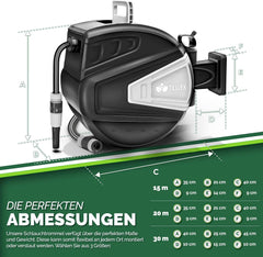 Wandslangenbox - Tuinslanghaspel - Tuinslang met haspel - 20 meter - Zwart