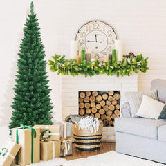 COSTWAY Kerstboom met potlood, 180 cm, kunstkerstboom met metalen standaard, pvc-naalden, kunstboom, ideaal voor thuis, kantoor, winkels en hotels, groen (180 cm)