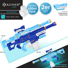 KESSER® Waterpistool set van 2 waterpistolen spuitpistolen incl. telescoopvizier zeer sterk bereik 8 m, inhoud 650 ml speelgoed buiten voor kinderen en volwassenen (lichtblauw/marineblauw)