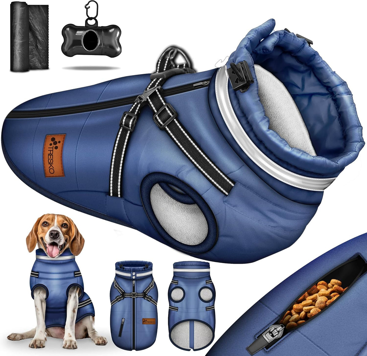 Hondenjas - Hondentrui - Winter - L - Blauw - TRESKO® •