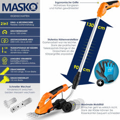 MASKO® Elektrische grasschaar - Struikschaar - Heggenschaar - Oranje