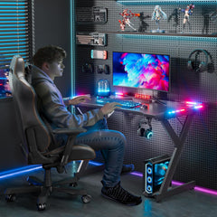 Gaming bureau - Gaming desk - Gaming tafel - 100x60 cm - Zwart - HLDIRECT