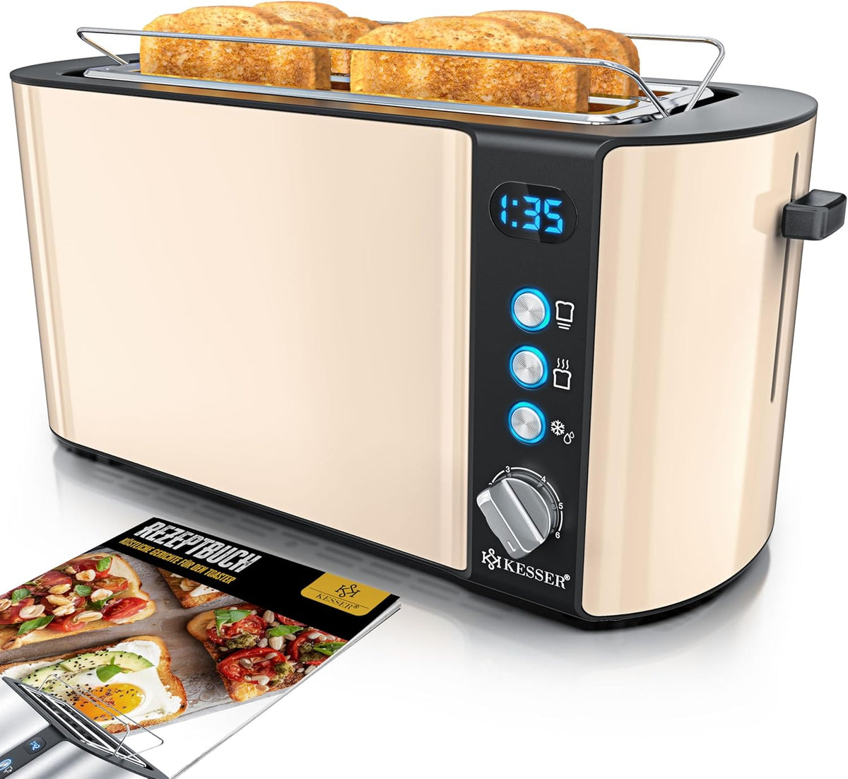 Broodrooster - Toaster - 4 sleuven - 1250W - Beige