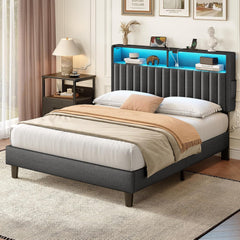 Bedframe met lattenbodem - 90x200 cm - Metaal - Grijs - Rolanstar