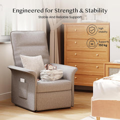 FLEXISPOT Elektrische relaxstoel, verstelbare tv-stoel, televisiestoel met ligfunctie, 105° -155° verstelbare rugleuning, relaxstoel, ergonomisch (lichtgrijs)