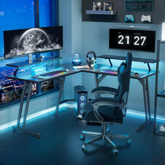 Gaming bureau - Gaming desk - Hoekbureau - 130x130 cm - Zwart