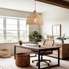 Hanglamp Parrot Uncle Rattan, 50 cm natuurlijke bamboe lampenkap, mandvormige hanglamp, in hoogte verstelbaar, E27 fitting voor eetkamer, woonkamer, slaapkamer, hal (lamp niet inbegrepen) [Energieklasse A]