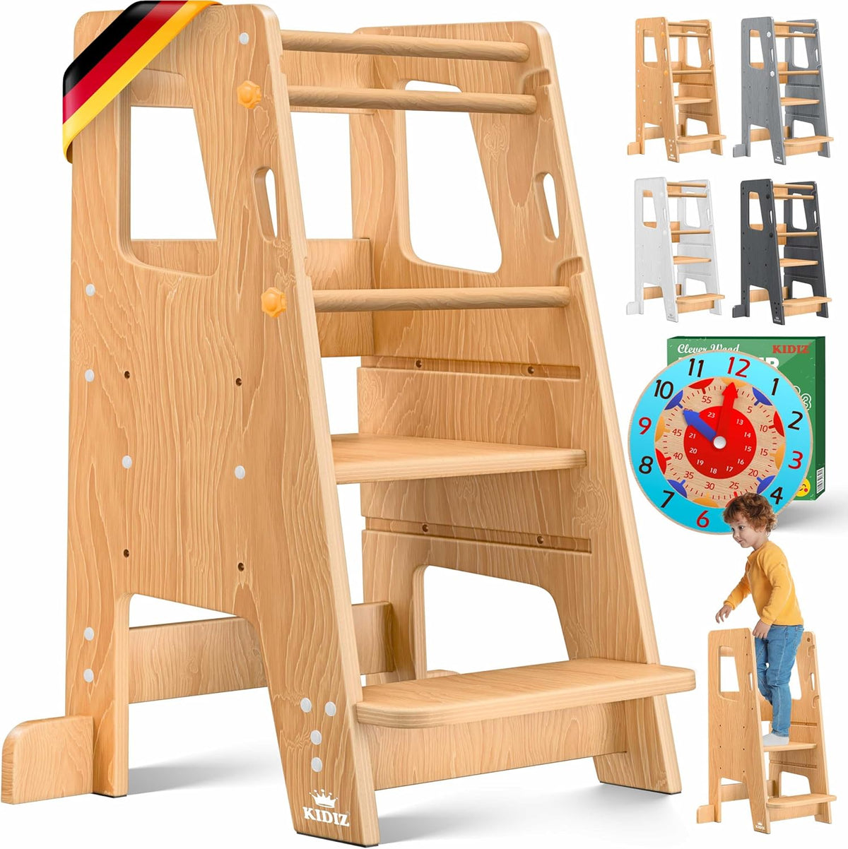 KIDIZ® Leertoren voor kinderen - Verstelbaar - tot 50kg - Bruin