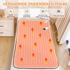 Mia&Coco Elektrische deken met automatische uitschakeling, 150 x 80 cm, warmtedeken met 12-uurs timer en 3 warmtestanden, led-display, oververhittingsbeveiliging, warmtedeken voor gangbare matrassen