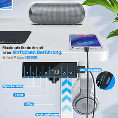 KESSER® In hoogte verstelbaar bureau elektrisch 120 cm x 60 cm | Ergonomisch sta-zit-bureau | 3-functie-geheugenbesturing | Incl. 360° wielen & USB-oplaadpoort computertafel voor thuiskantoor