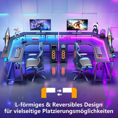 Gaming bureau - Gaming desk - Hoekbureau - 135x117 cm - Zwart - Rolanstar