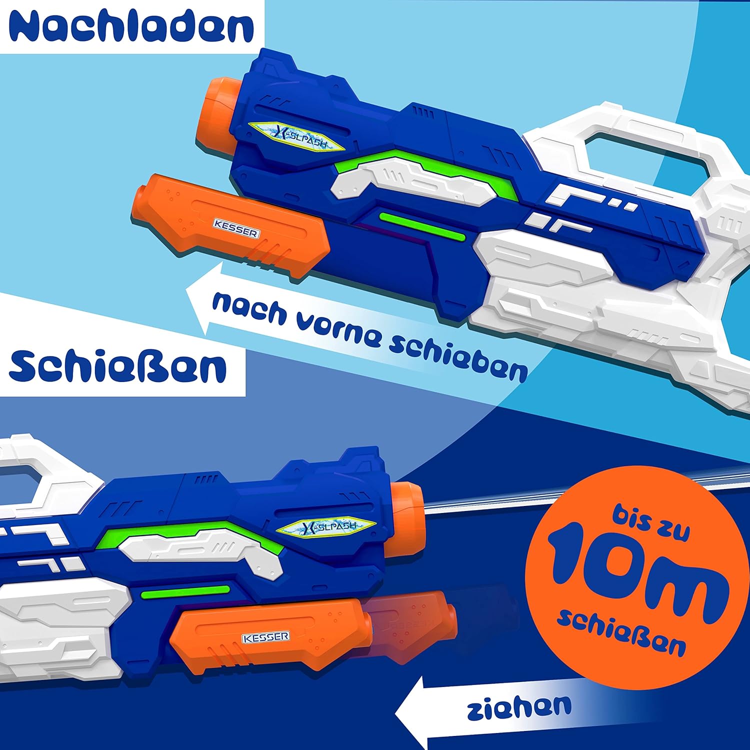KESSER® Waterpistool - Set van 2 - Bereik 10-11 meter - Blauw