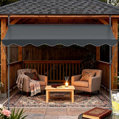 Verdego Klemluifel, 350 x 120 cm, luifel voor balkon, zonder boren, met handslinger, zonwering, waterafstotend, uv-bestendig, in hoogte verstelbaar, balkonluifel om te klemmen, voor terras en tuin