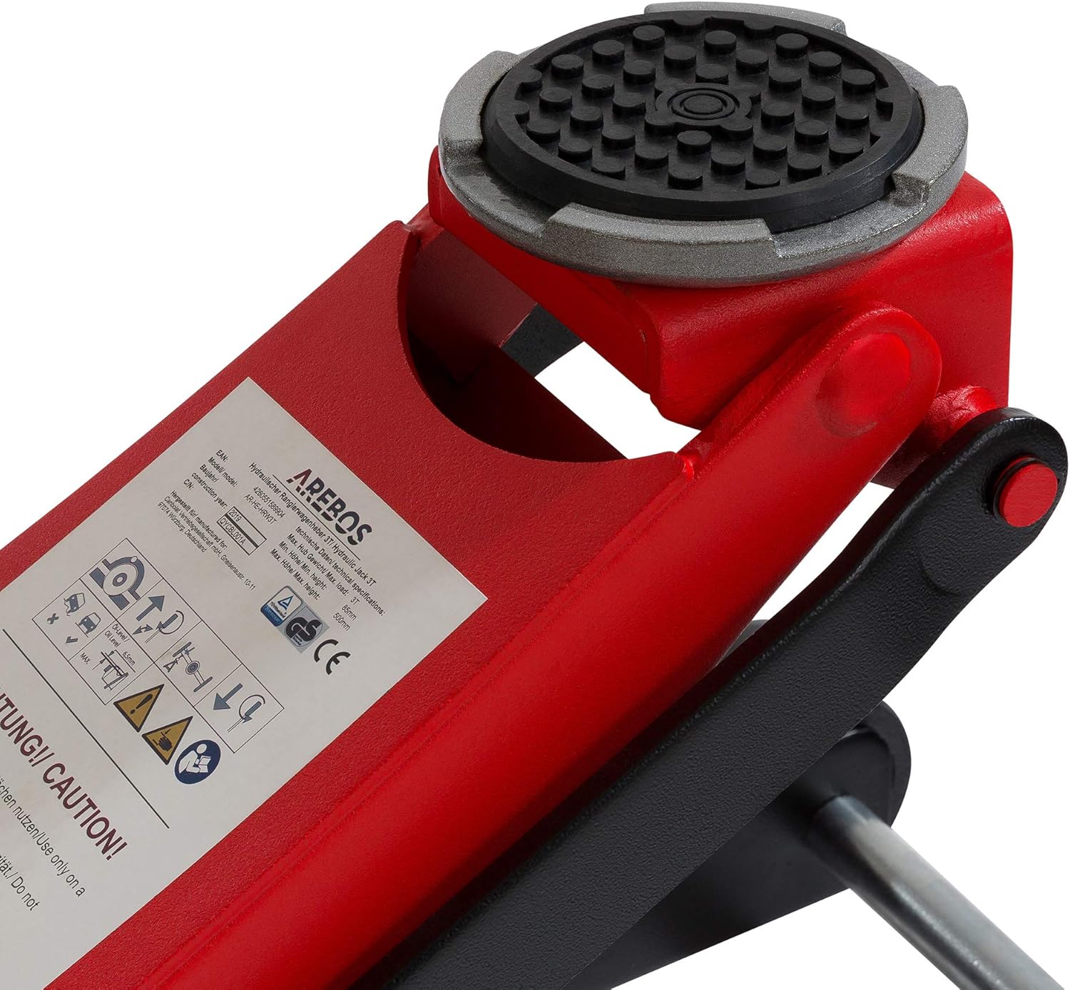 Arebos 3T Hydraulische garagekrik, plat, onderrijhoogte 85-500 mm, dubbele zuiger, 3 lagen, krik, standaard voor personenauto's