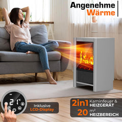 Sfeerhaard elektrisch - Elektrische haard - Met verwarming - 2000W - Grijs - TRESKO