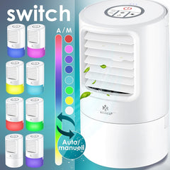 KESSER® 4-in-1 mobiele airconditioning, mini-airconditioner met 7 kleuren ledkleuren, ventilator, waterreservoir, timer, 3 standen, ionisator, luchtbevochtiger, luchtkoeler, klein, draagbaar, incl.