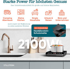 Inductie Kookplaat vrijstaand - Elektrische kookplaat - 2100W - Zwart - Stillstern